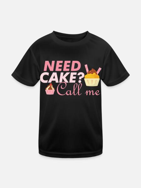 Brauchst du Torte ruf mich an lustiges Geschenk - Kinder Funktions-T-Shirt - Schwarz - Vorne