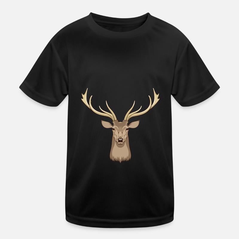 Hirsch Waldtier Hirschgeweih Jäger Kinder Funktions-T-Shirt