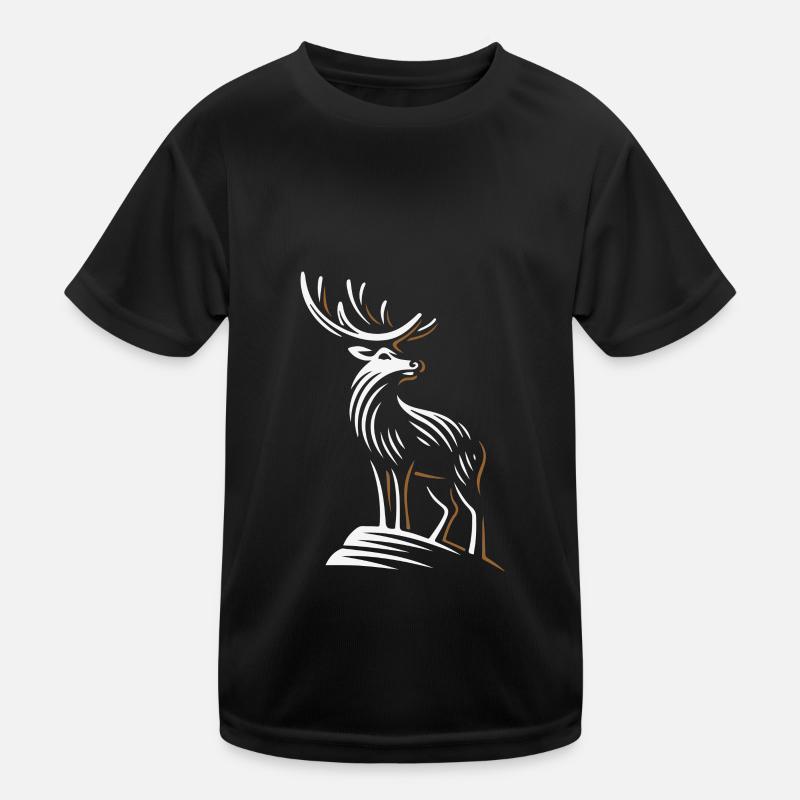 Hirsch Schwarzwald Hirschgeweih Kinder Funktions-T-Shirt