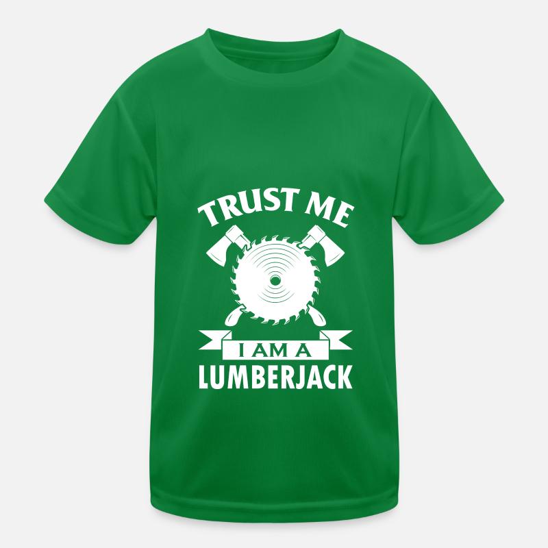 Lumberjack ax saw chainsaw forest Kids Functional T-Shirt