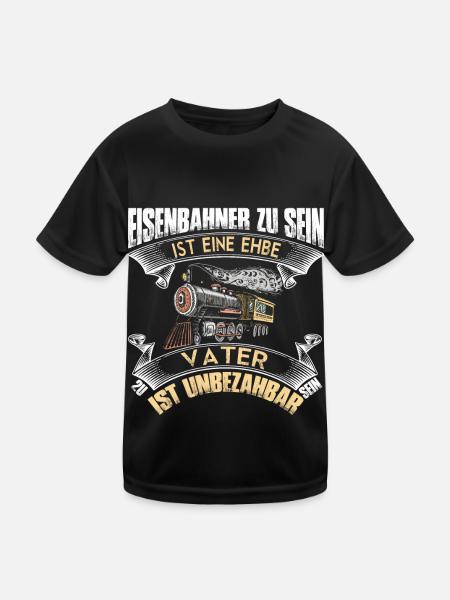 Eisenbahn Lok Lokführer Eisenbahner Lokomotive - Kinder Funktions-T-Shirt - Schwarz - Vorne