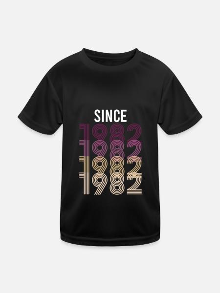 Vintage Since 1982 Geburtstag Geburtsjahr - Kinder Funktions-T-Shirt - Schwarz - Vorne