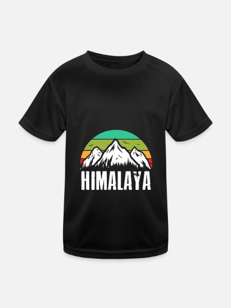Himalaya Retro Mountains Mountain Mountaineering - Kids Functional T-Shirt - black - Front