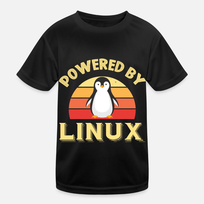 Powered By Linux Retro Vintage Geek Kids Functional T-Shirt