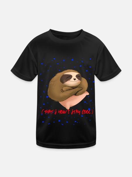 Faultier Faultier - Kinder Funktions-T-Shirt - Schwarz - Vorne