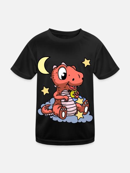 Good night Dino Toddlers Baby kids heavenly - Kids Functional T-Shirt - black