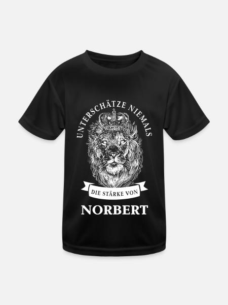 Norbert Geschenk Name Löwe - Kinder Funktions-T-Shirt - Schwarz - Vorne