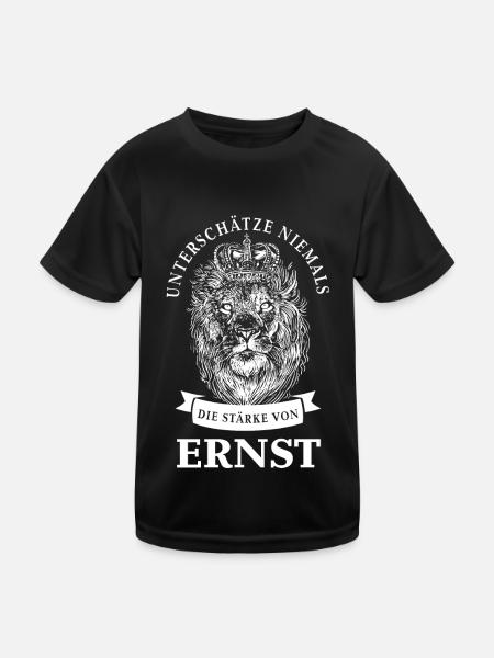 Ernst Geschenk Name Löwe - Kinder Funktions-T-Shirt - Schwarz - Vorne
