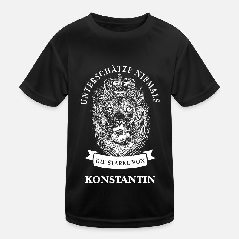 Konstantin Geschenk Name Löwe - Kinder Funktions-T-Shirt - Schwarz