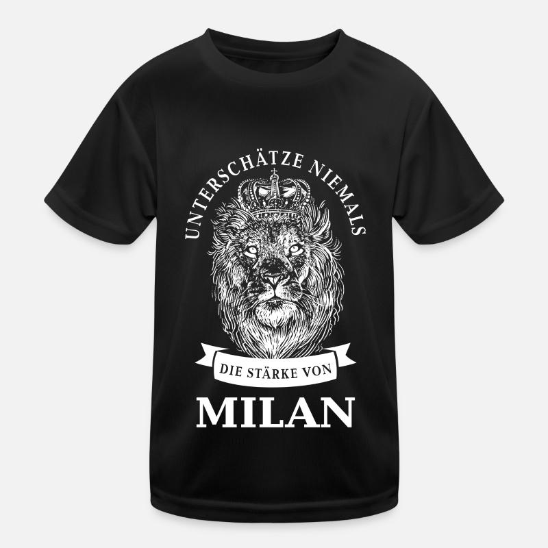 Milan Geschenk Name Löwe Kinder Funktions-T-Shirt