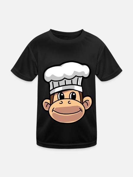 Koch Köche Affe Hobbykoch Kochkunst Küche - Kinder Funktions-T-Shirt - Schwarz - Vorne