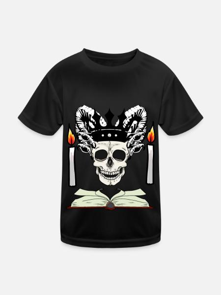 Totenkopf Satan Teufel Altar Okkult Satanisch - Kinder Funktions-T-Shirt - Schwarz - Vorne