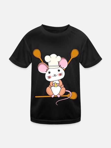 Kochkunst Maus Kochlöffel Küche Koch Köchin Kind - Kinder Funktions-T-Shirt - Schwarz - Vorne