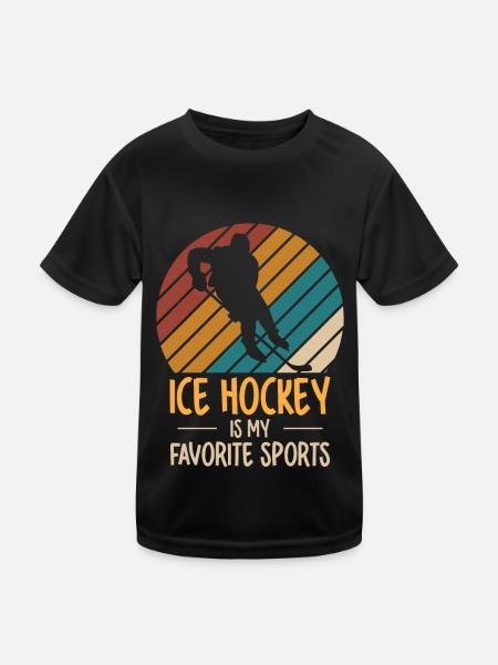 Ice Hockey Hockey Ice Hockey Player Puck Hockey Team - Kids Functional T-Shirt - black - Front