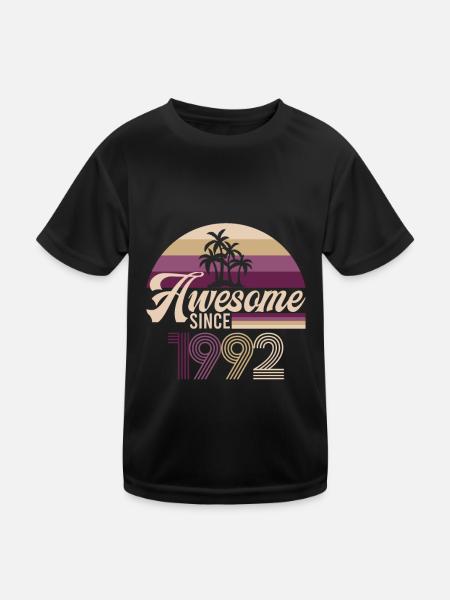 Vintage Awesome Since 1992 Geburtstag Retro - Kinder Funktions-T-Shirt - Schwarz - Vorne