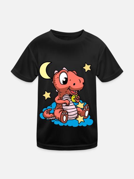 Bonne nuit Dino Dragon Kids Starry Sky - T-shirt sport Enfant - noir - Devant