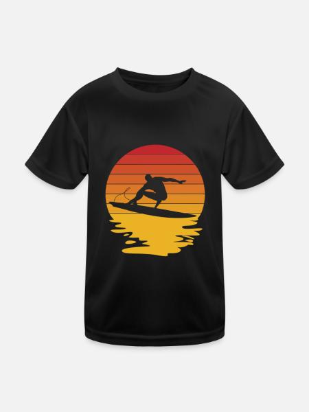 Surfen Surfboard Surfer Surfbrett Wellenreiten - Kinder Funktions-T-Shirt - Schwarz - Vorne