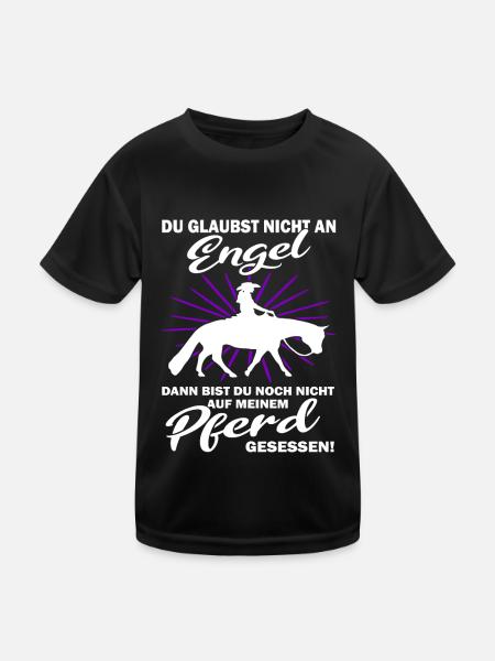 Westernreiten Reiterin und Pferd - Kinder Funktions-T-Shirt - Schwarz - Vorne
