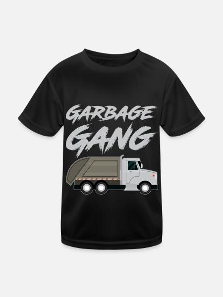 Garbage Truck Garbage Recycling Garbage Collection Garbage Man - Kids Functional T-Shirt - black - Front