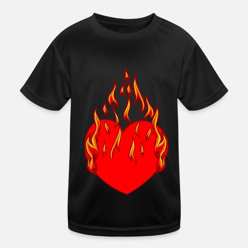Coeur, Feu, Flamme, Enfer, Amour, Amour, Relation, T-shirt sport Enfant