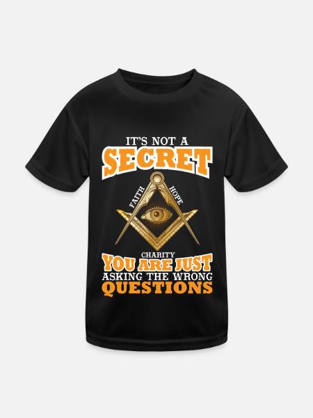 Freemason Illuminati Secret Society Winkelzirkel - Kids Functional T-Shirt - black - Front