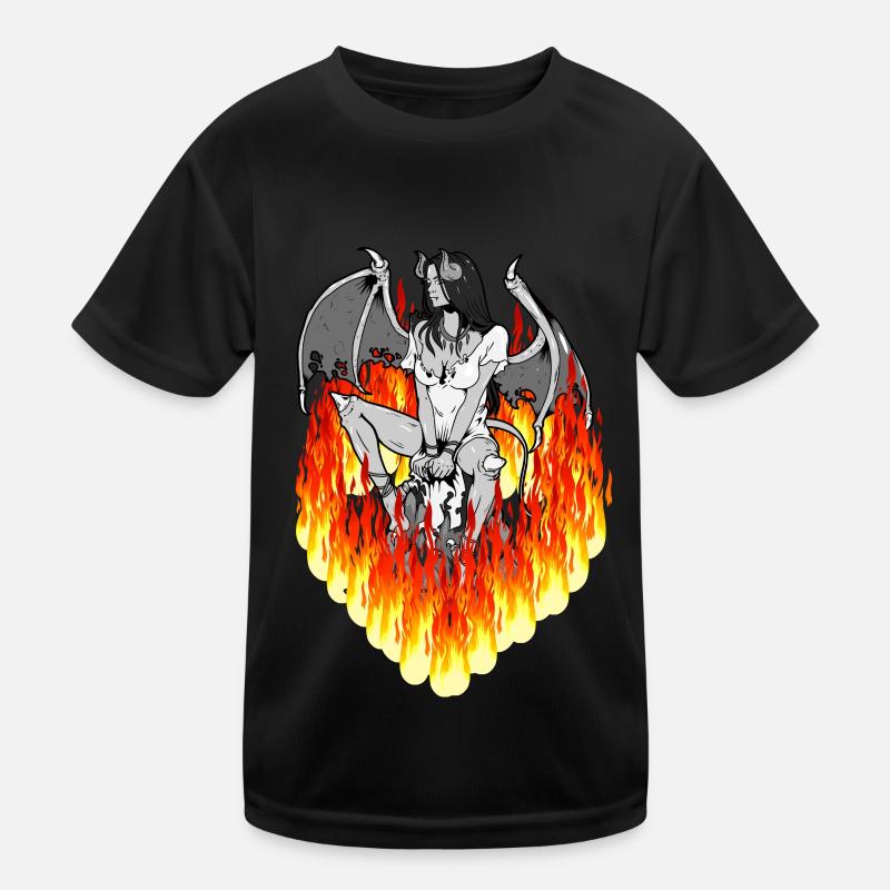 Flames Purgatory She-devil Hell Horror Halloween Kids Functional T-Shirt