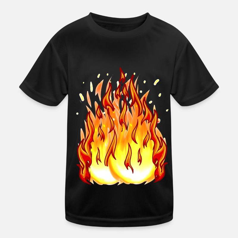 Fire Flame Fireball Inferno Burn Fire Kids Functional T-Shirt
