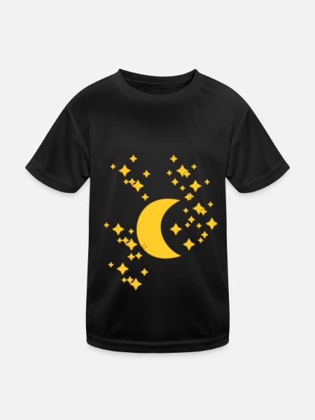 Moon Night Sky Starry Sky Stars Heavenly - T-shirt sport Enfant - noir - Devant