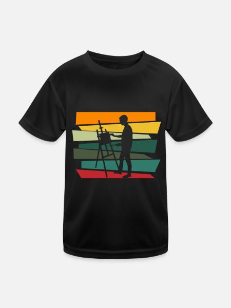 Artist Painter Canvas Art Acrylic Painting Gift - Kids Functional T-Shirt - black - Front