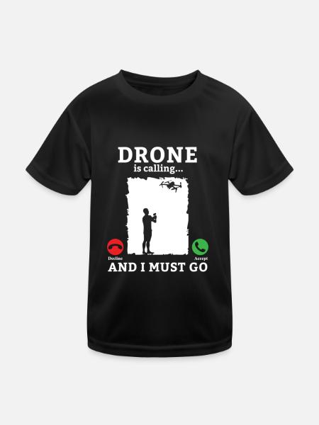 Drone Drone Drone Pilot Quadcopter - Kids Functional T-Shirt - black - Front