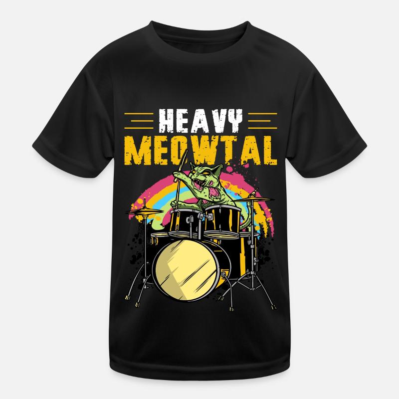 Heavy Meowtal drum drum drum Kids Functional T-Shirt