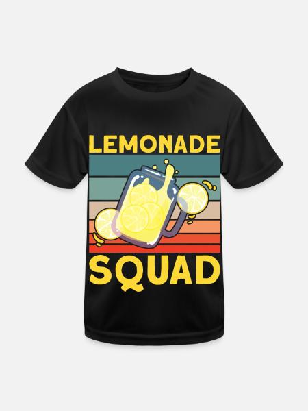 Lemonade Squad – Retro Krug Design - Kinder Funktions-T-Shirt - Schwarz - Vorne