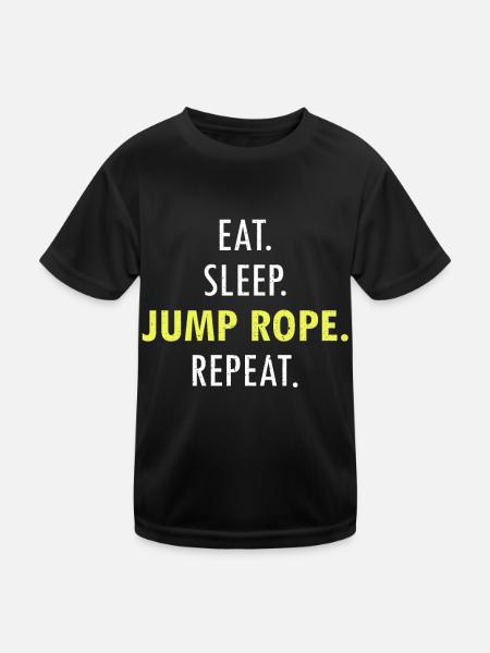 Eat Sleep Jump Rope Roping Jumping Skipping - Kids Functional T-Shirt - black - Front