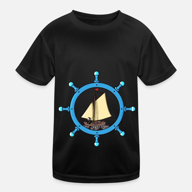 Maritim Grim Reaper Sailor Sailing Ship Steering Wheel Kids Functional T-Shirt