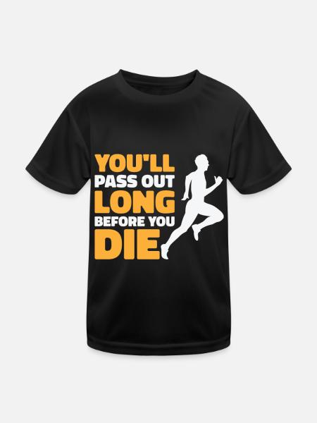 Jogger Läufer Marathon Joggen Langlauf - Kinder Funktions-T-Shirt - Schwarz - Vorne