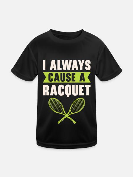 Tennis Tennisspieler Tennisschläger Tennisball - Kinder Funktions-T-Shirt - Schwarz - Vorne
