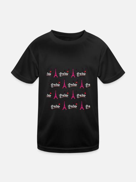 Paris France Bonjour - Kids Functional T-Shirt - black - Front