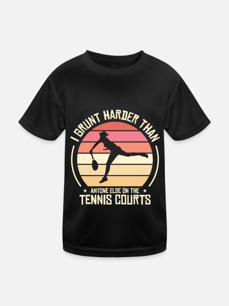Tennis Tennisspieler Tennisschläger Tennisball - Kinder Funktions-T-Shirt - Schwarz - Vorne