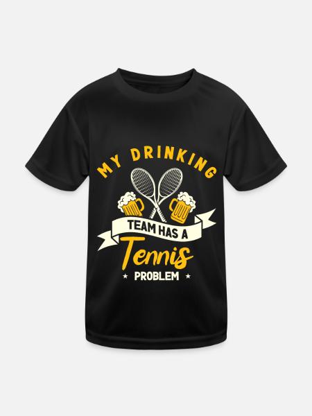 Joueur de tennis Raquette de tennis Balle de tennis - T-shirt sport Enfant - noir - Devant