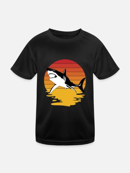 requin, grand requin blanc, requins, mégalodon, requin, requin marteau - T-shirt sport Enfant - noir - Devant