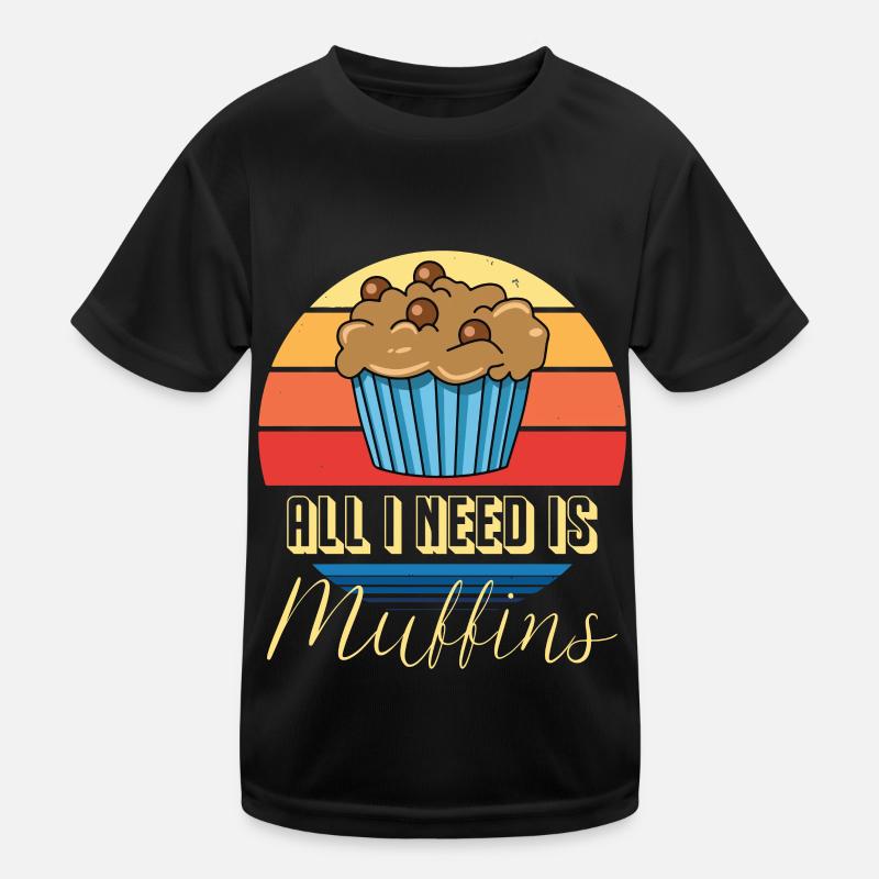 Muffin ich brauch nur Muffins süßes Gebäck Kinder Funktions-T-Shirt
