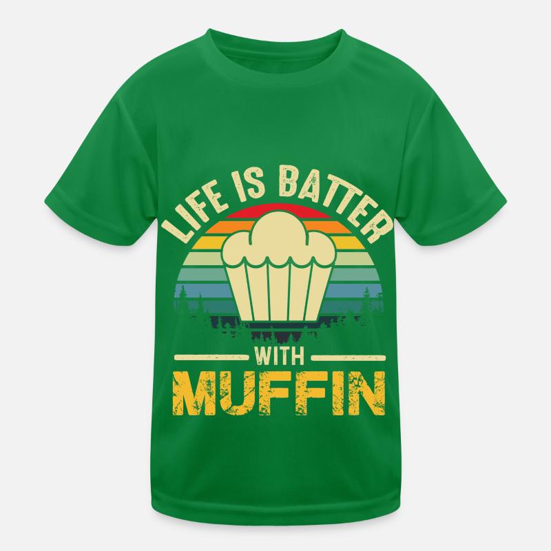 Muffin Retro Vintage Leben ist besser Kinder Funktions-T-Shirt