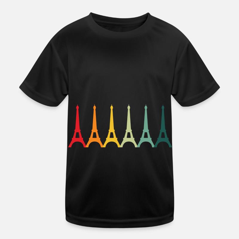 Eiffelturm Paris Retro Frankreich Skyline Kinder Funktions-T-Shirt