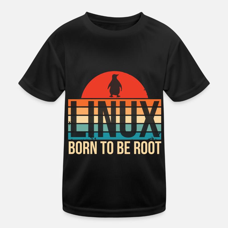 Linux Born To Be Root Pinguin Nerd Coding Geek Kinder Funktions-T-Shirt