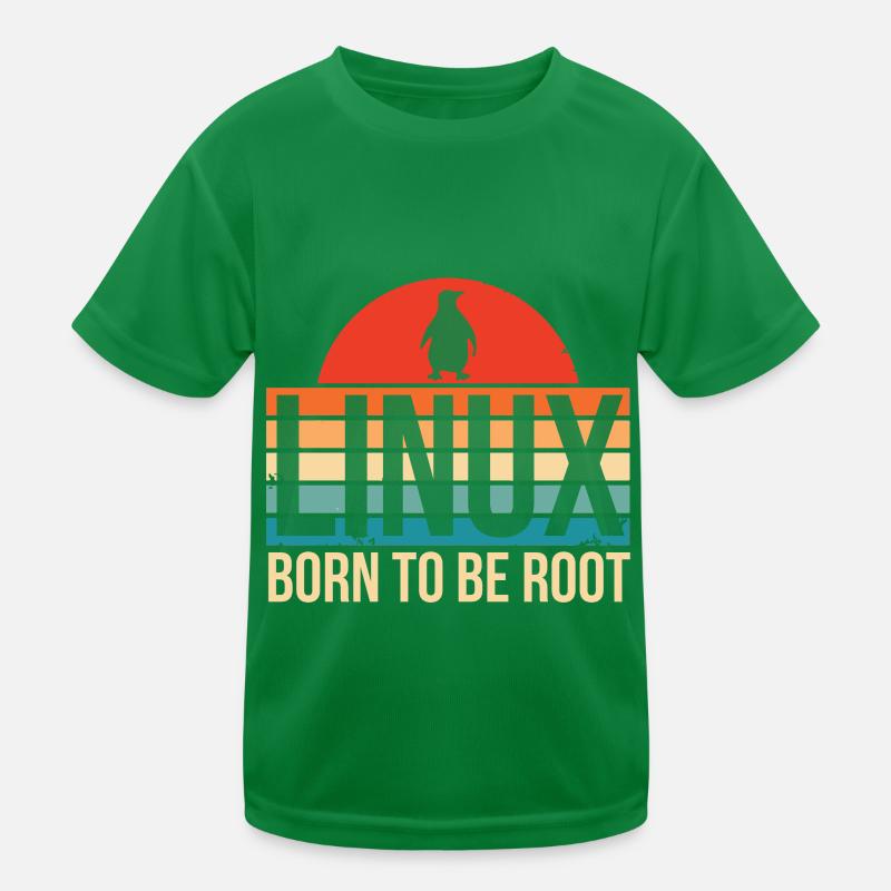 Linux né pour être Root Penguin Nerd Coding Geek T-shirt sport Enfant