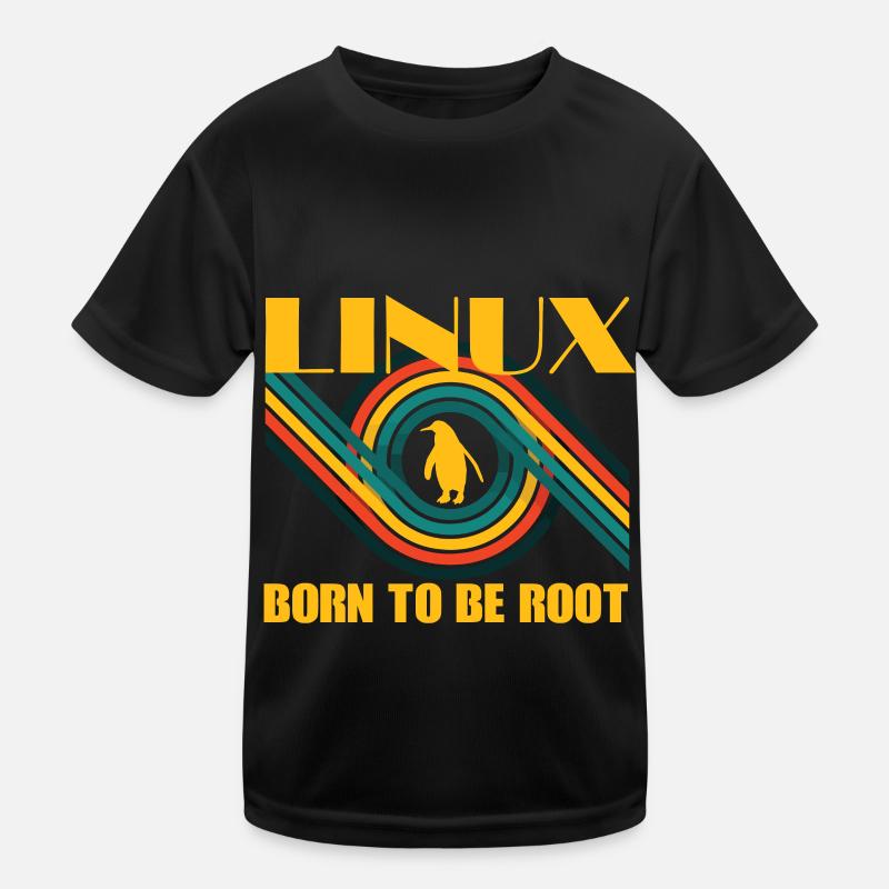Born To Be Root Linux Retro Pinguin Nerd Geek Kinder Funktions-T-Shirt