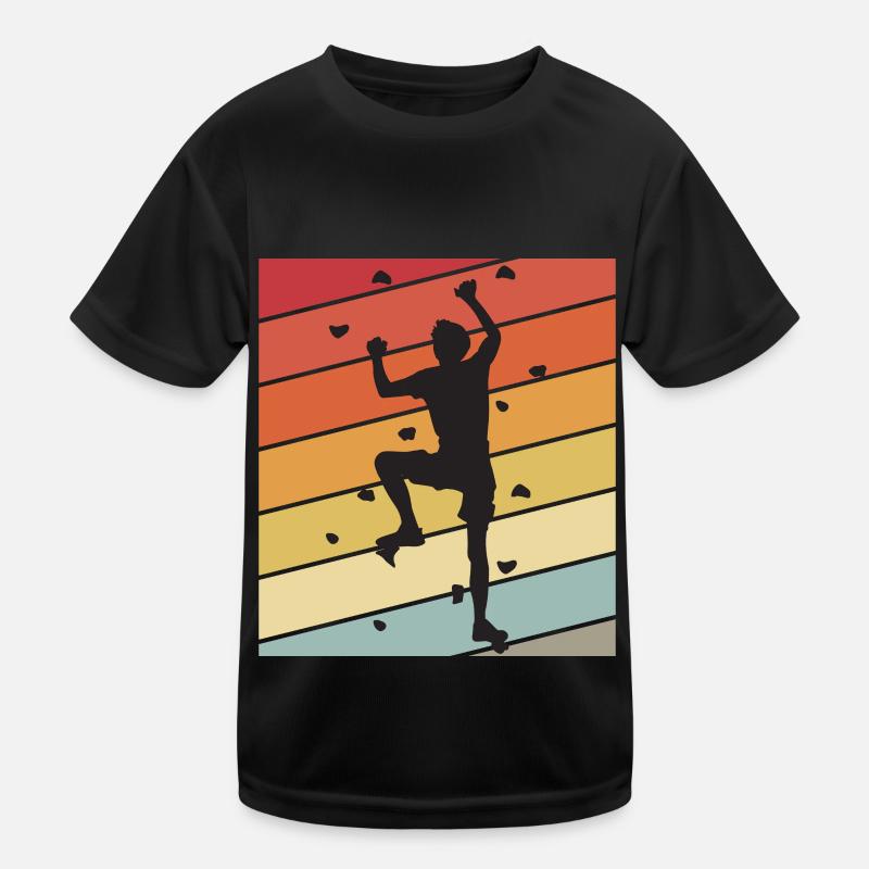 Climbing Wall Retro Bouldering Climbing Mountains Kids Functional T-Shirt