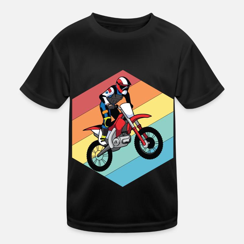 Motorrad Retro Race Motocross Offroad Kinder Funktions-T-Shirt