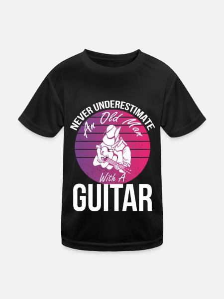 Guitare avec vieil homme Guitariste Musicien Rock - T-shirt sport Enfant - noir - Devant