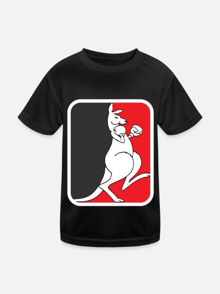 Känguru Boxen Australien Retro Fauna - Kinder Funktions-T-Shirt - Schwarz - Vorne